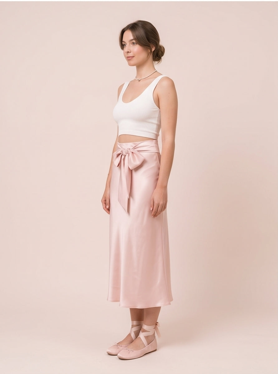 Pale Pink Ballet Wrap Top with Ribbon Ties