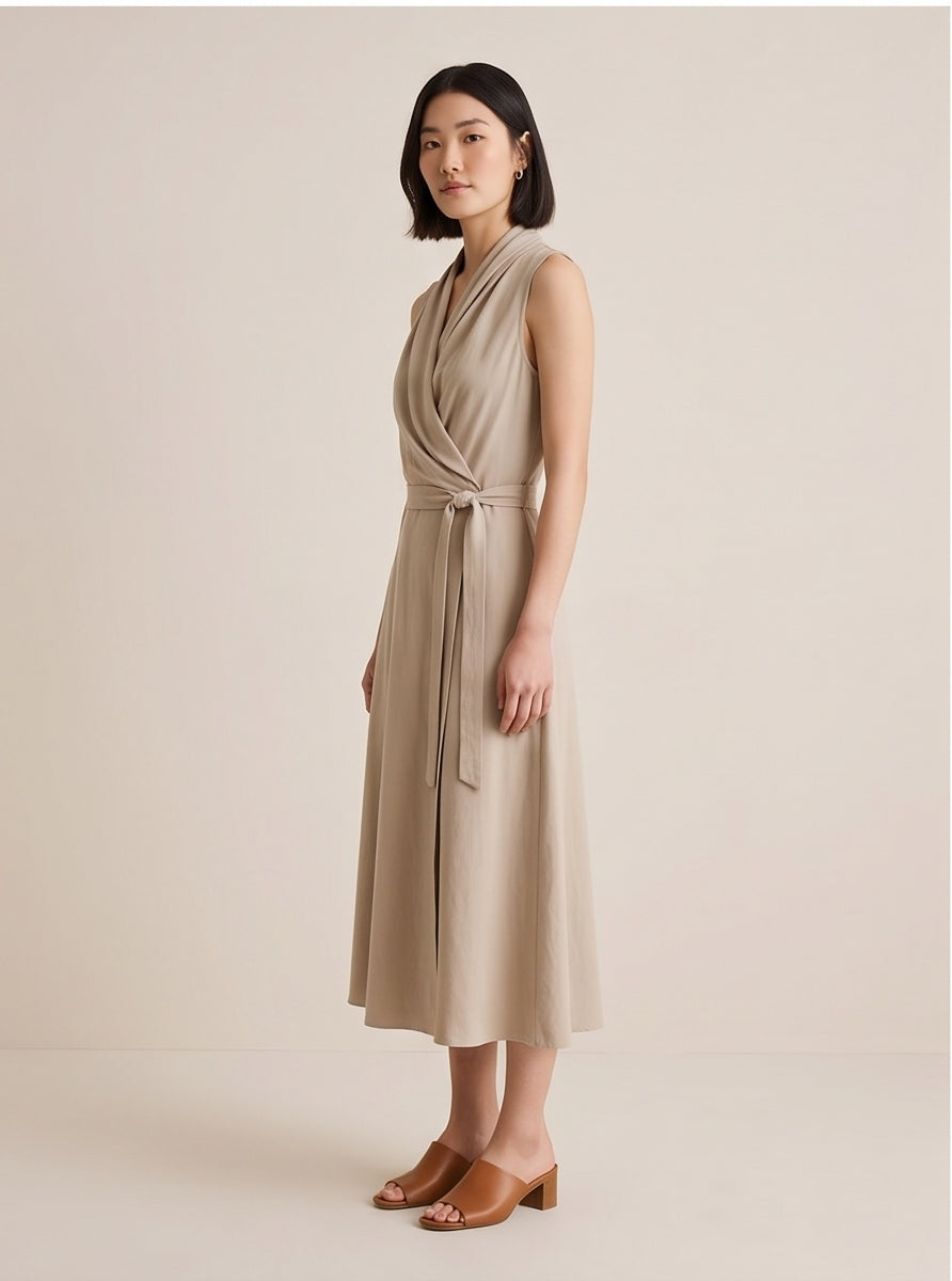 Stone Wrap Midi Dress