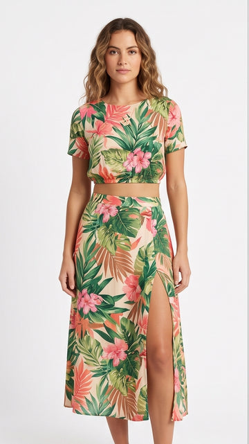 Tropical Floral Two-Piece Set