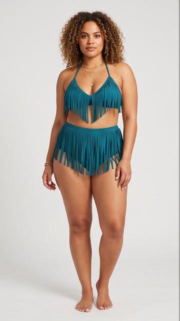 Curvy High-Waisted Fringe Festival Bikini