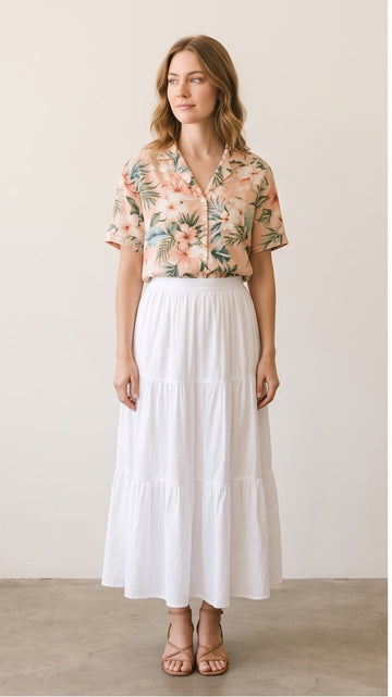 Soft Floral Tropical Print Garden Party Shirt