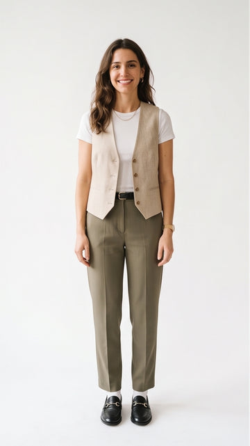 Beige Structured Waistcoat & Trouser Bridal Set