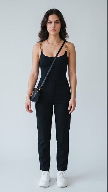 Chain-Strap Detail Bodysuit for Women