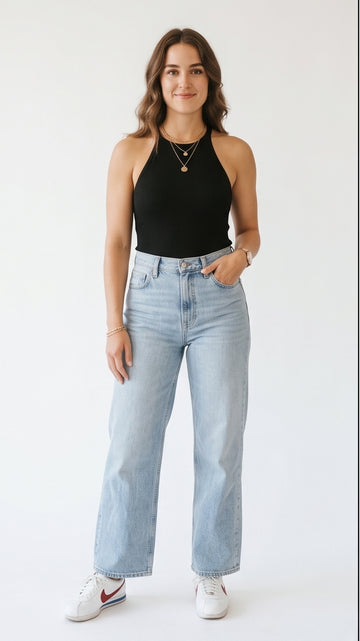 Black Halter Neck Top for Women