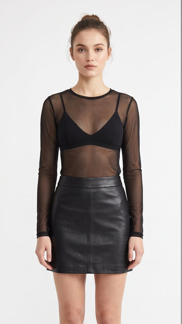 Sheer Mesh Layering Top for Women