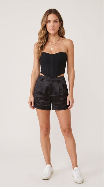 Black Satin Shorts for Women