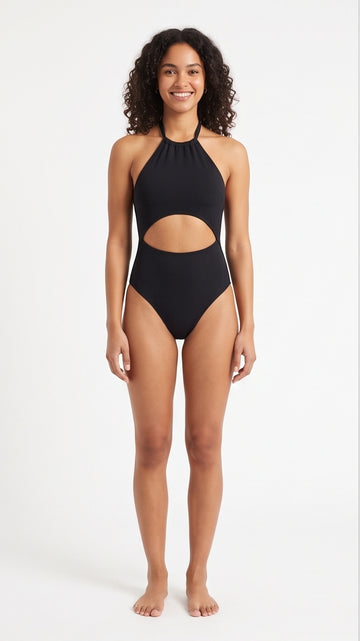 Black Cutout One-Piece Swimsuit