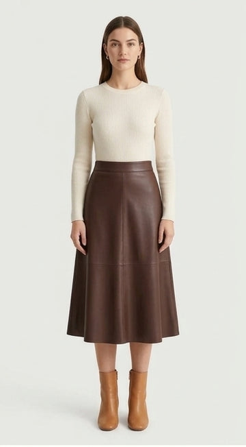 The Chocolate Leather Midi Moment