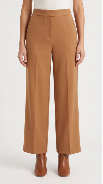 Caramel High-Rise Wide-Leg Tailored Trousers