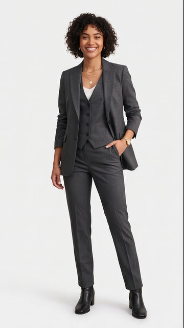 Charcoal Three-Piece Tailored Bridal Suit