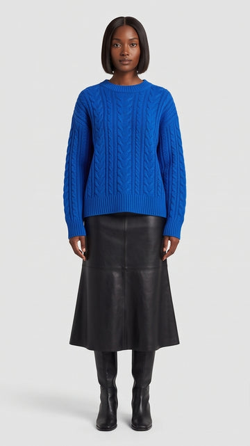 Cobalt Blue Oversized Cropped Knit Sweater