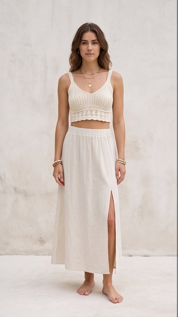 Crochet Crop Top & Maxi Skirt Set