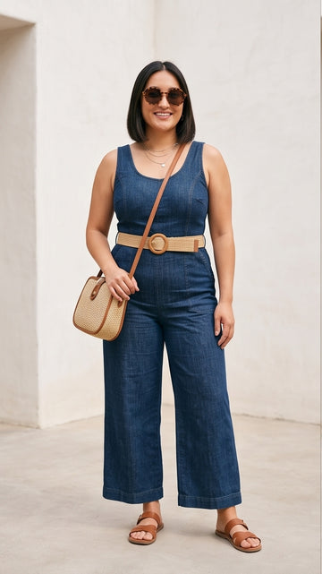Curvy Denim Wide-Leg Festival Jumpsuit