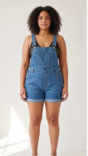 Curvy Denim Overall Festival Shorts