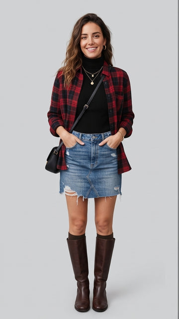 Distressed Denim Mini Skirt