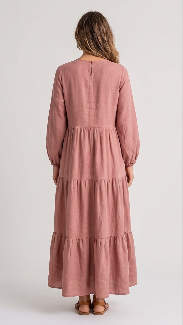 Dusty Rose Tiered Maxi Dress
