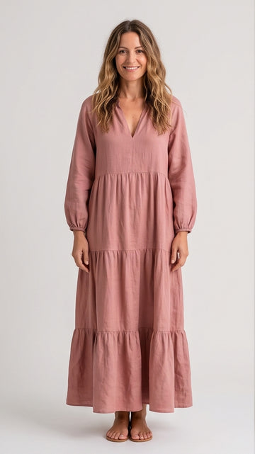 Dusty Rose Tiered Maxi Dress