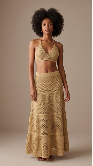 Gold Crochet Halter Top