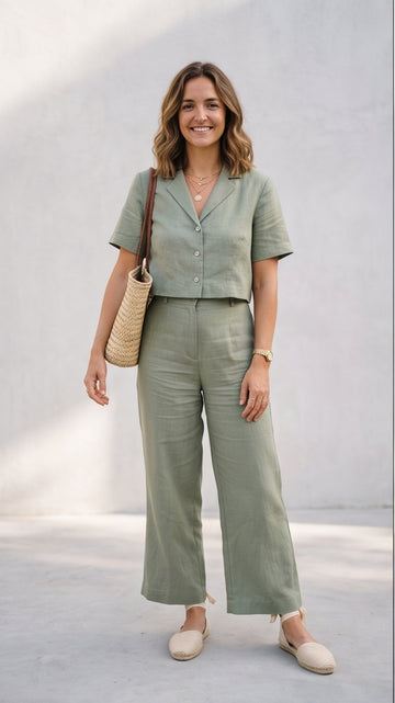 Sage Green Linen Two-Piece Set
