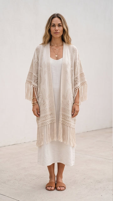 Ivory Fringe Kimono