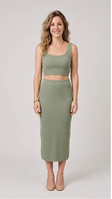 Sage Green Knit Two-Piece Set