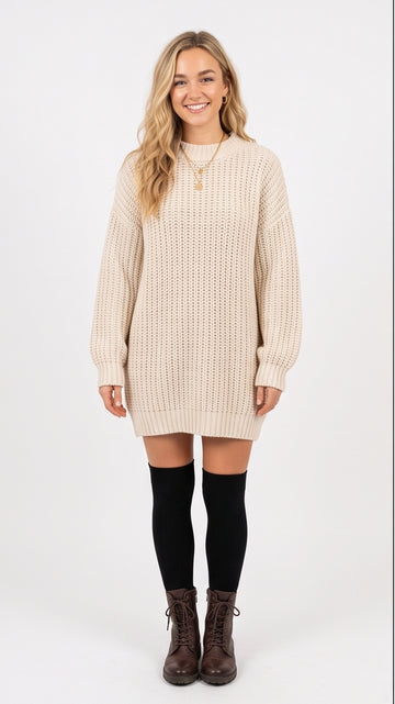 Oversized Chunky Knit Sweater Dress