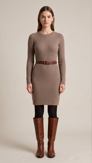Ribbed Knit Sweater Dress