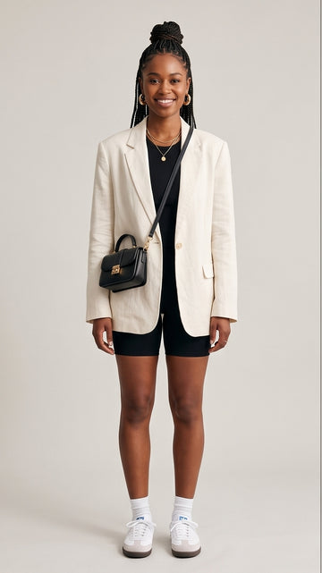 Oversized Ivory Linen Blazer