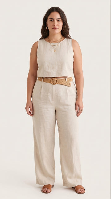 Curvy Linen Wide-Leg Festival Pants