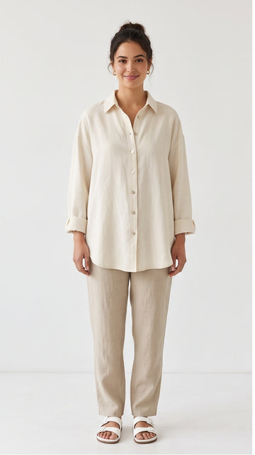 Oversized Cream Linen Shirt