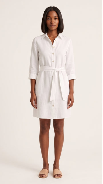 White Linen Shirt Dress