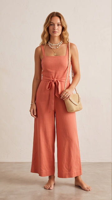 Coral Palazzo Jumpsuit