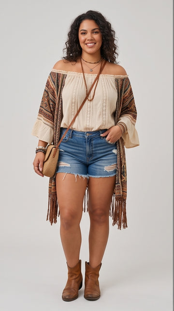Curvy Off-Shoulder Peasant Festival Top