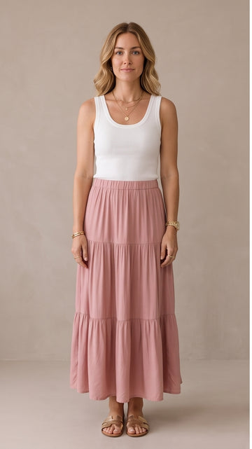 Flowy Pink Maxi Skirt