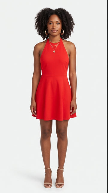 Fire Red Halter Mini Dress
