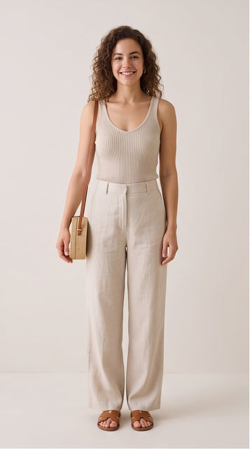 Oatmeal Ribbed Knit Tank