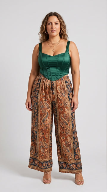 Curvy Satin Lace-Up Festival Corset Top
