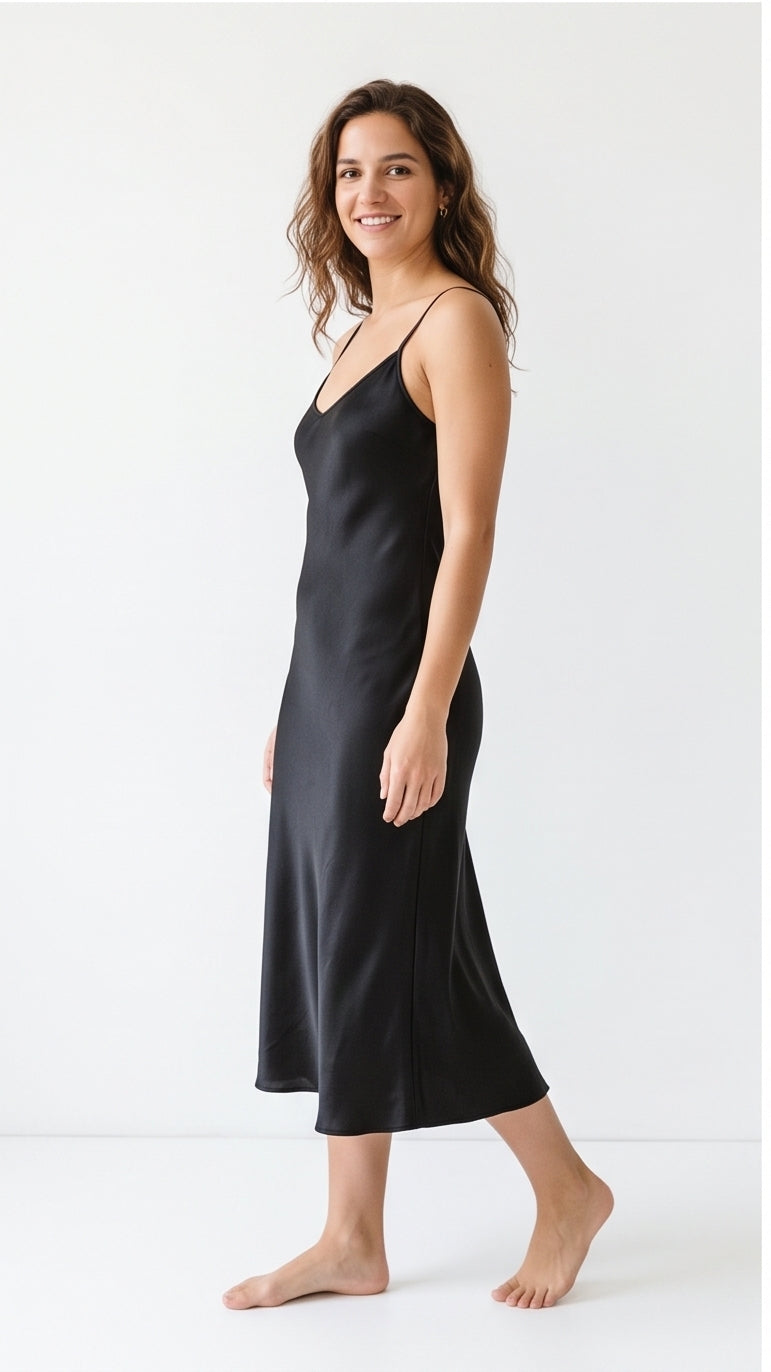 Black Satin Slip Dress