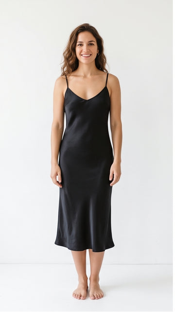 Black Satin Slip Dress