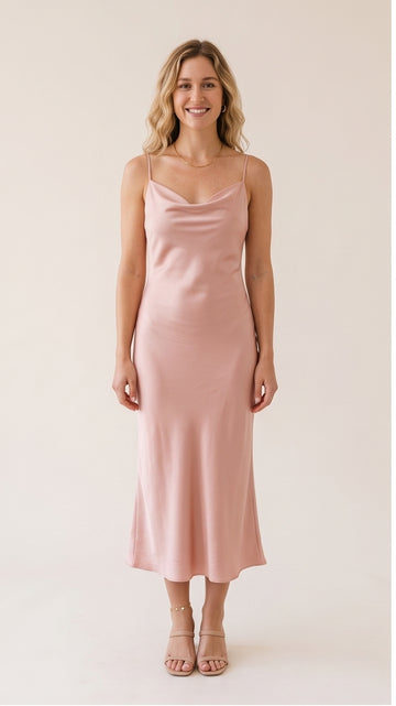 Blush Pink Satin Slip Dress