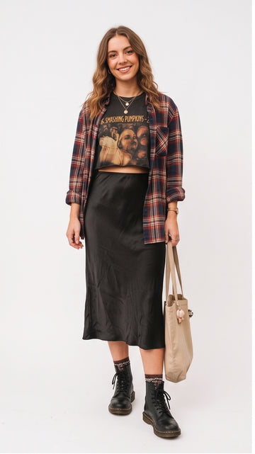 Satin Slip Midi Skirt
