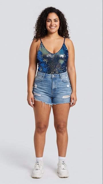 Curvy Sequin Shimmer Festival Bodysuit