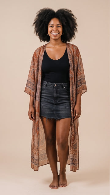 Curvy Paisley Sheer Festival Kimono