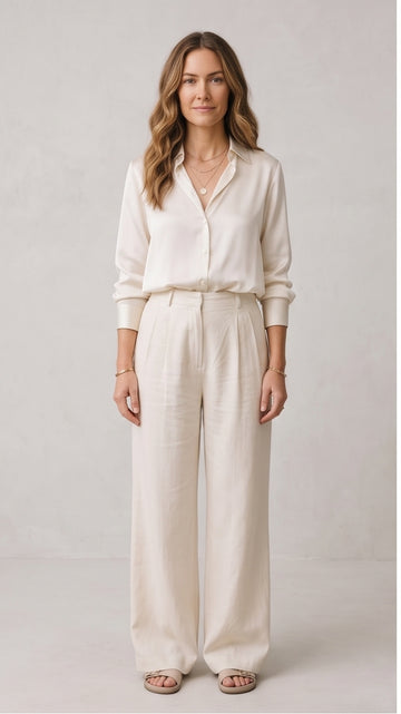 Ivory Silk Shirt & Palazzo Pant Bridal Set