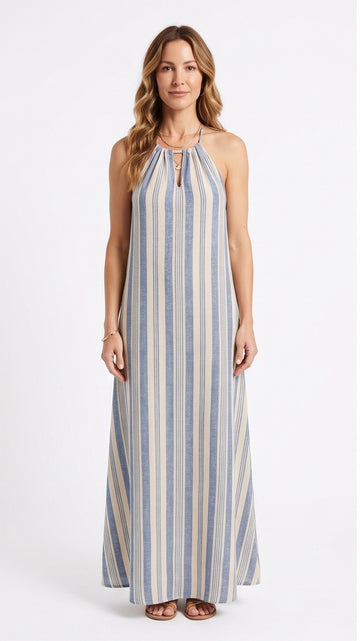 Striped Halter Maxi Dress