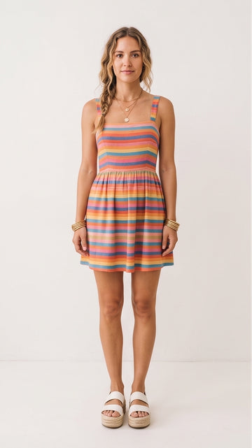 Multicolor Striped Mini Dress