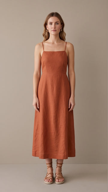 Terracotta Backless Linen Sundress