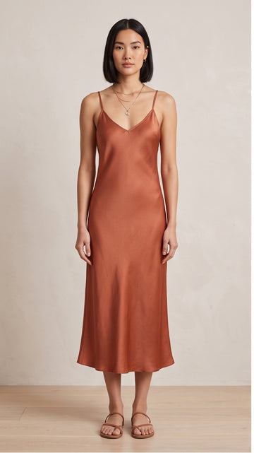Terracotta Silk Slip Dress