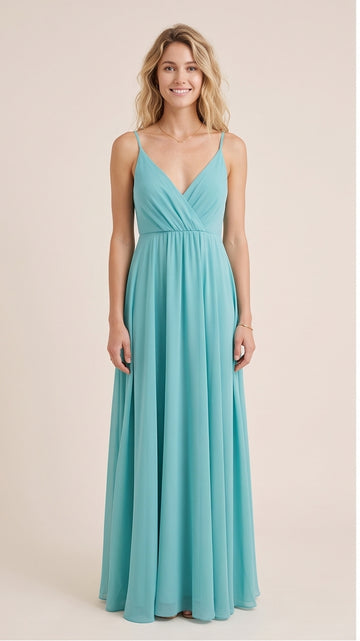 Turquoise Chiffon Maxi Dress