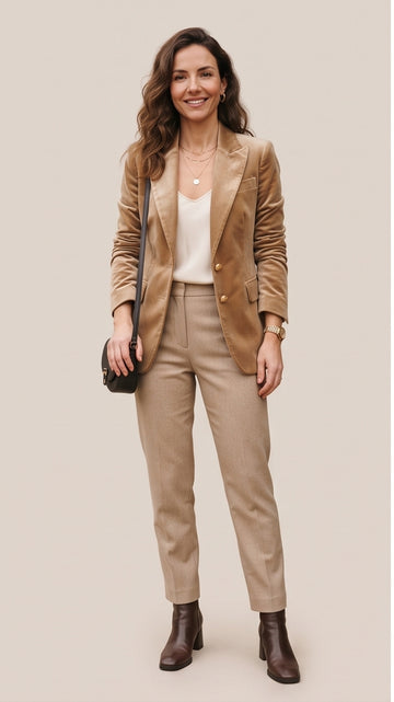 Champagne Velvet Tailored Bridal Blazer Set